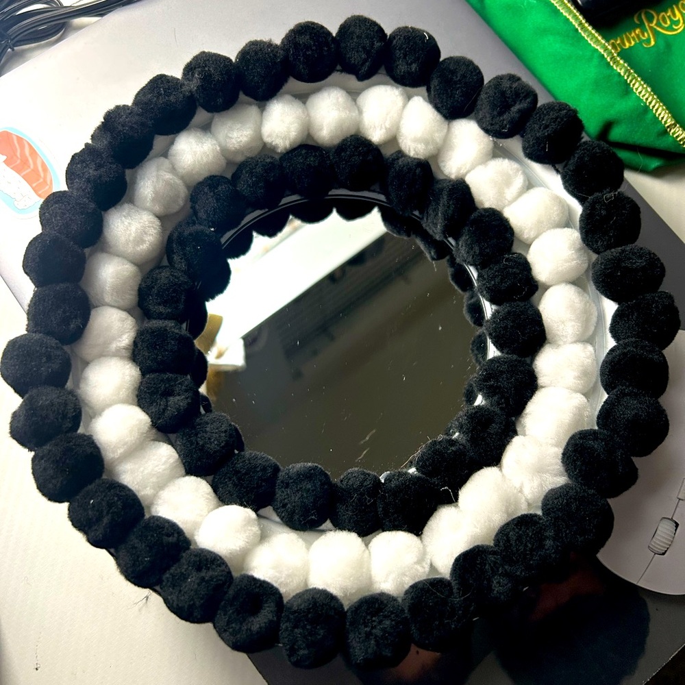 Pom Pom mirror, handmade.